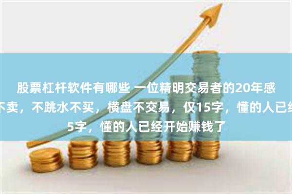 股票杠杆软件有哪些 一位精明交易者的20年感悟：不冲高不卖，不跳水不买，横盘不交易，仅15字，懂的人已经开始赚钱了