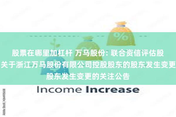 股票在哪里加杠杆 万马股份: 联合资信评估股份有限公司关于浙江万马股份有限公司控股股东的股东发生变更的关注公告